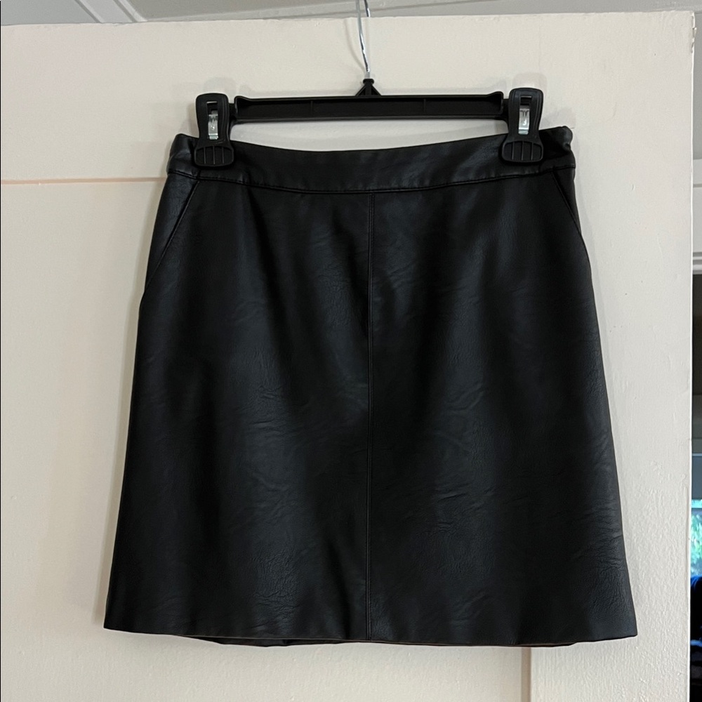 Topshop Black A-line Vegan leather Mini Skirt $25